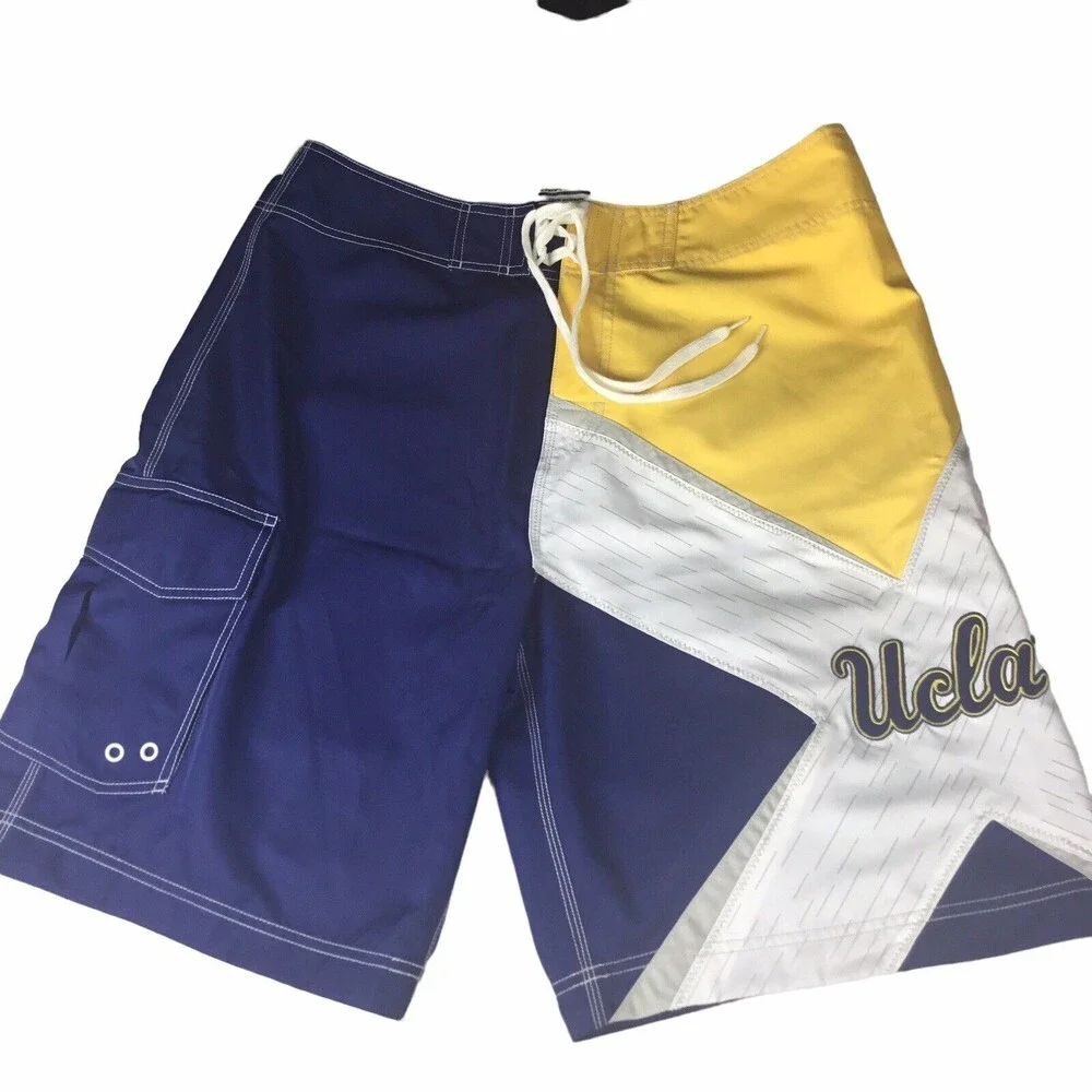 Swimmig Trucks Men size XL (35 36) Navy Blue Yellow UCLA Cargo Short Board